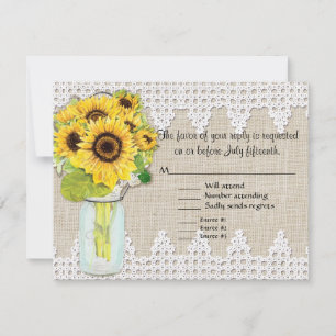 Rustic Country Mason Jar Blume - Sonnenblumenspitz RSVP Karte