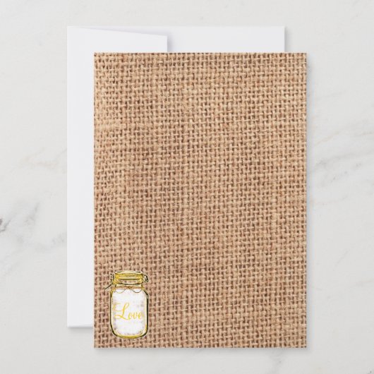 Rustic Country Mason Jar Burlap Einladung Hochzeit (Rückseite)