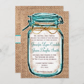 Rustic Country Mason Jar Burlap Einladung Hochzeit (Vorne/Hinten)