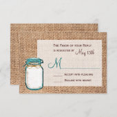 Rustic Country Mason Jar Burlap Wedding RSVP Cards (Vorne/Hinten)