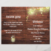 Rustic Country Mason Jar Lights Hochzeitsprogramm (Vorderseite)