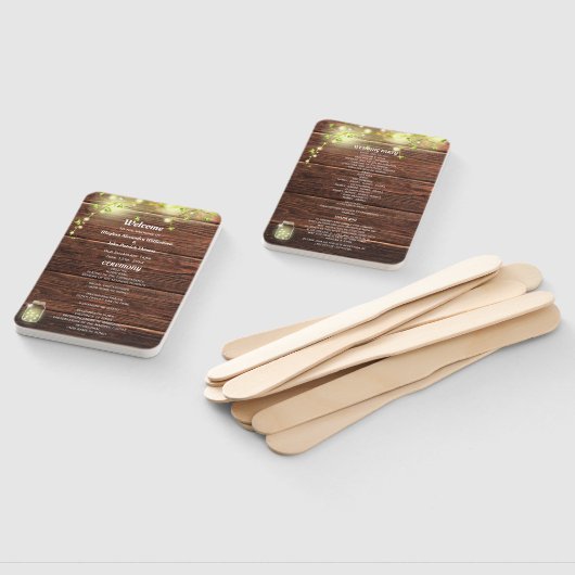 Rustic Country Mason Jar Lights Hochzeitsprogramm Fächer (Non-assembled)