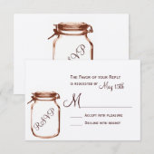 Rustic Country Mason Jar Wedding RSVP Cards Karte (Vorne/Hinten)