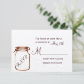 Rustic Country Mason Jar Wedding RSVP Cards Karte (Stehend Vorderseite)