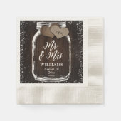 Rustic Country Mason Jar Wood Mr & Mrs. Wedding Serviette (Vorderseite)