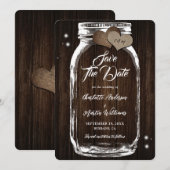 Rustic Country Mason Jar Wood Wedding Save The Date (Vorne/Hinten)
