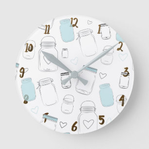 Rustic Country Mason Jars Runde Wanduhr