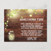 Rustic Country Mason String Lights Honeymoon Fund Postkarte (Vorderseite)
