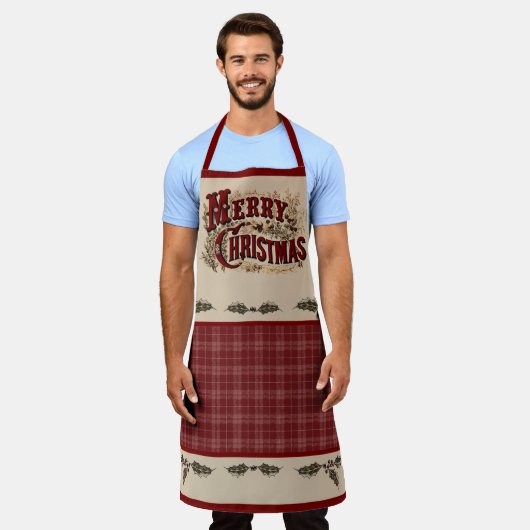 Rustic Country "Merry Christmas" Apron Schürze (Getragen)