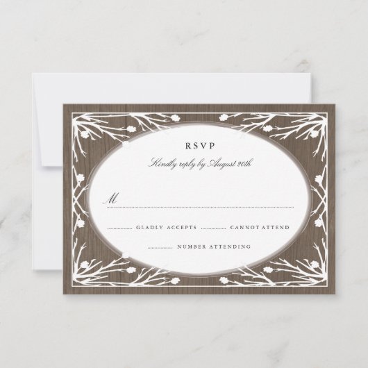 Rustic Country Monogram Wedding RSVP Karte (Vorderseite)