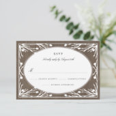 Rustic Country Monogram Wedding RSVP Karte (Stehend Vorderseite)