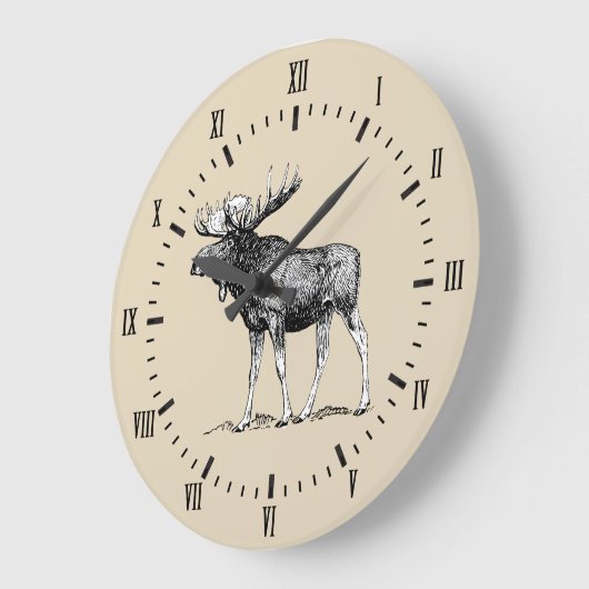Rustic Country Moose & Taupe Große Wanduhr (Winkel)