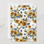 Rustic Country Navy Blauer Sonnenblume Boho Hochze Einladung (Rückseite)