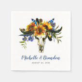 Rustic Country Navy Blauer Sonnenblume Boho Hochze Serviette (Vorderseite)