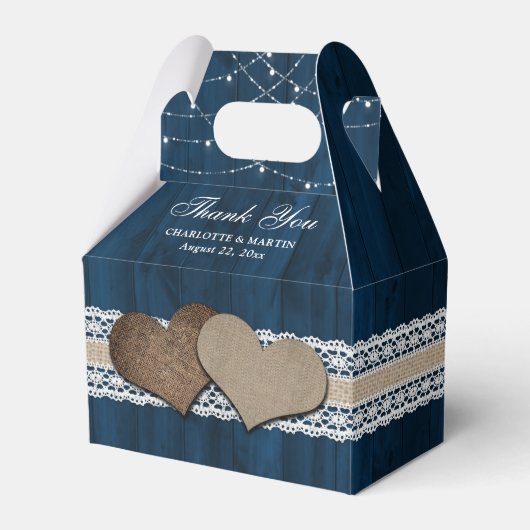 Rustic Country Navy Blue Wedding Vielen Dank Geschenkschachtel (Vorderseite)