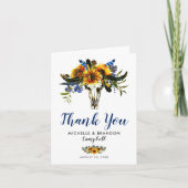 Rustic Country Navy Yellow Boho Hochzeit Vielen Da Dankeskarte (Vorderseite)