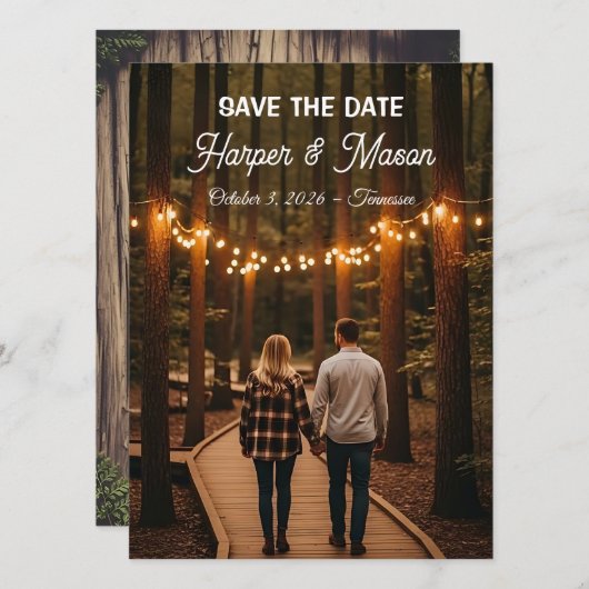 Rustic Country Path Save the Date Photo Card (Vorne/Hinten)