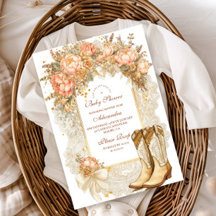 Rustic Country Peony Boots Baby Dusche Einladung