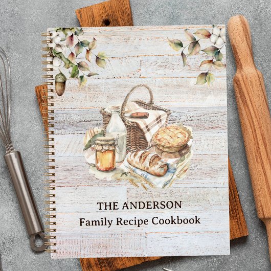Rustic Country Personalized Family Recipe Book Notizblock