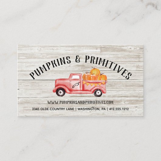 Rustic Country Pumpkin Bauernhof Holz Visitenkarte (Vorderseite)