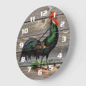 Rustic Country Rooster Küche Große Wanduhr (Winkel)
