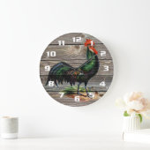 Rustic Country Rooster Küche Große Wanduhr (Zuhause)