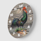 Rustic Country Rooster Küche Große Wanduhr (Winkel)