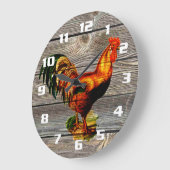 Rustic Country Rooster Küche Große Wanduhr (Winkel)