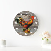 Rustic Country Rooster Küche Große Wanduhr (Zuhause)