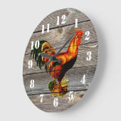 Rustic Country Rooster Küche Große Wanduhr (Winkel)