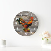 Rustic Country Rooster Küche Große Wanduhr (Zuhause)