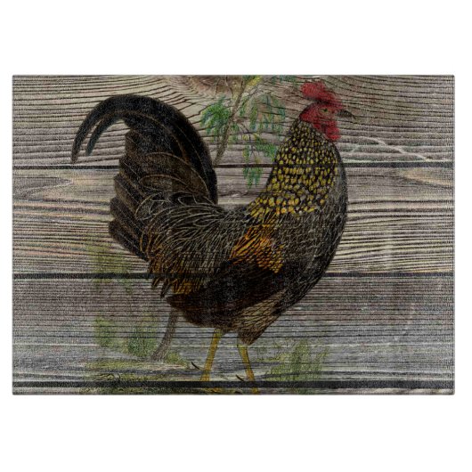 Rustic Country Rooster Küche Schneidebrett (Vorderseite)