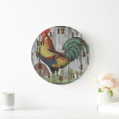 Rustic Country Rooster Landhaus Küche Große Wanduhr (Zuhause)