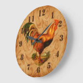 Rustic Country Rooster Ornate Kitchen Große Wanduhr (Winkel)