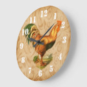 Rustic Country Rooster Ornate Kitchen Große Wanduhr (Winkel)