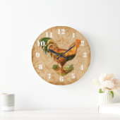 Rustic Country Rooster Ornate Kitchen Große Wanduhr (Zuhause)