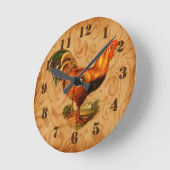 Rustic Country Rooster Ornate Kitchen Runde Wanduhr (Winkel)