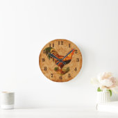 Rustic Country Rooster Ornate Kitchen Runde Wanduhr (Zuhause)