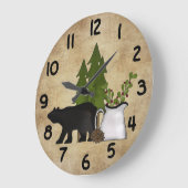 Rustic Country Silhouette Bear Charming Mountain Große Wanduhr (Winkel)