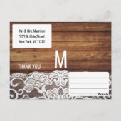 Rustic Country String Lights Wood Lace Vielen Dank Postkarte (Rückseite)