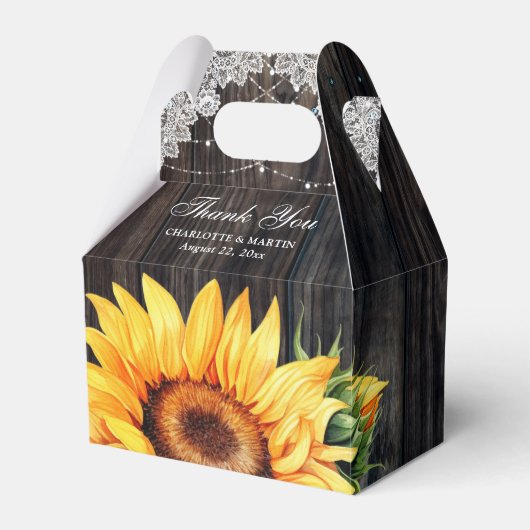 Rustic Country Sunflower Wedding Vielen Dank Geschenkschachtel (Vorderseite)