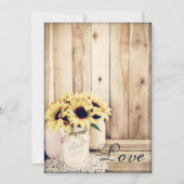 Rustic Country Sunflowers Mason Jar Wedding Einladung (Rückseite)