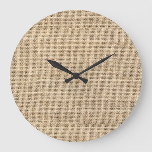 Rustic Country Vintage Burlap Große Wanduhr (Vorderseite)