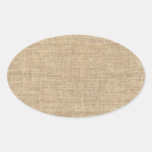 Rustic Country Vintage Burlap Ovaler Aufkleber (Vorderseite)