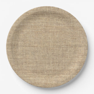 Rustic Country Vintage Burlap Pappteller