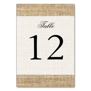 Rustic Country Vintage Burlap Tischnummer