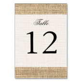 Rustic Country Vintage Burlap Tischnummer (Vorderseite)