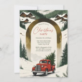 Rustic Country Vintage Red Truck Christmas Party Einladung (Vorderseite)