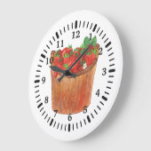 Rustic Country Watercolor Strawberry Große Wanduhr (Winkel)