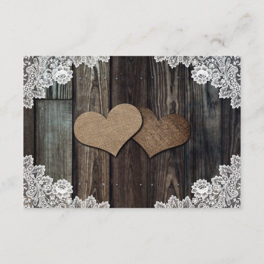 Rustic Country Wedding Hotel Übernachtungskarte Begleitkarte (Rückseite)